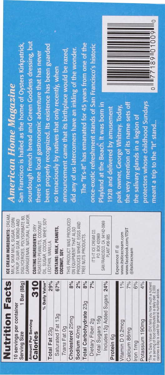 slide 2 of 9, It's-It Super Sundae Vanilla Ice Cream Bar 10 - 5.25 fl oz Bars, 10 ct