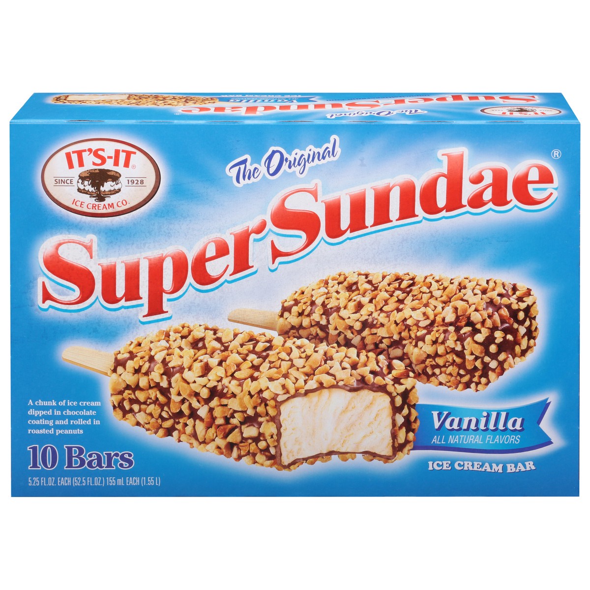 slide 1 of 9, It's-It Super Sundae Vanilla Ice Cream Bar 10 - 5.25 fl oz Bars, 10 ct