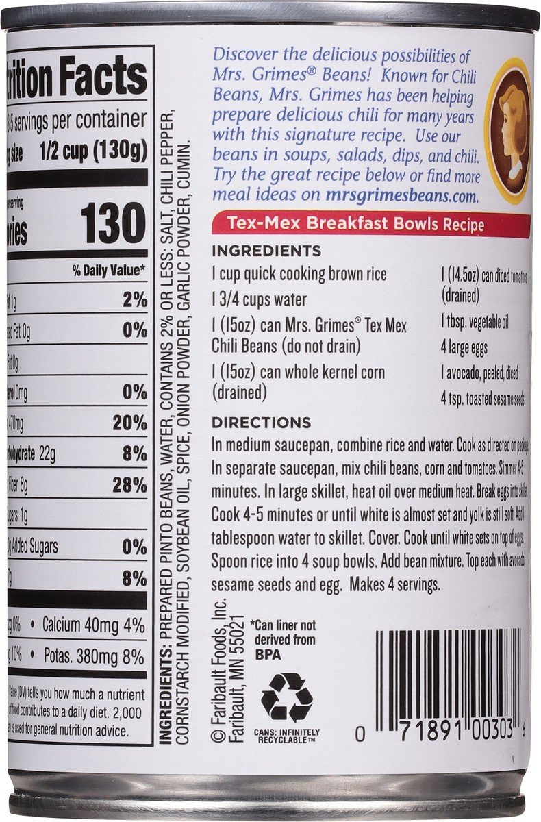 slide 6 of 9, Mrs. Grimes Tex Mex Chili Beans in Chili Sauce 15 oz, 15 oz