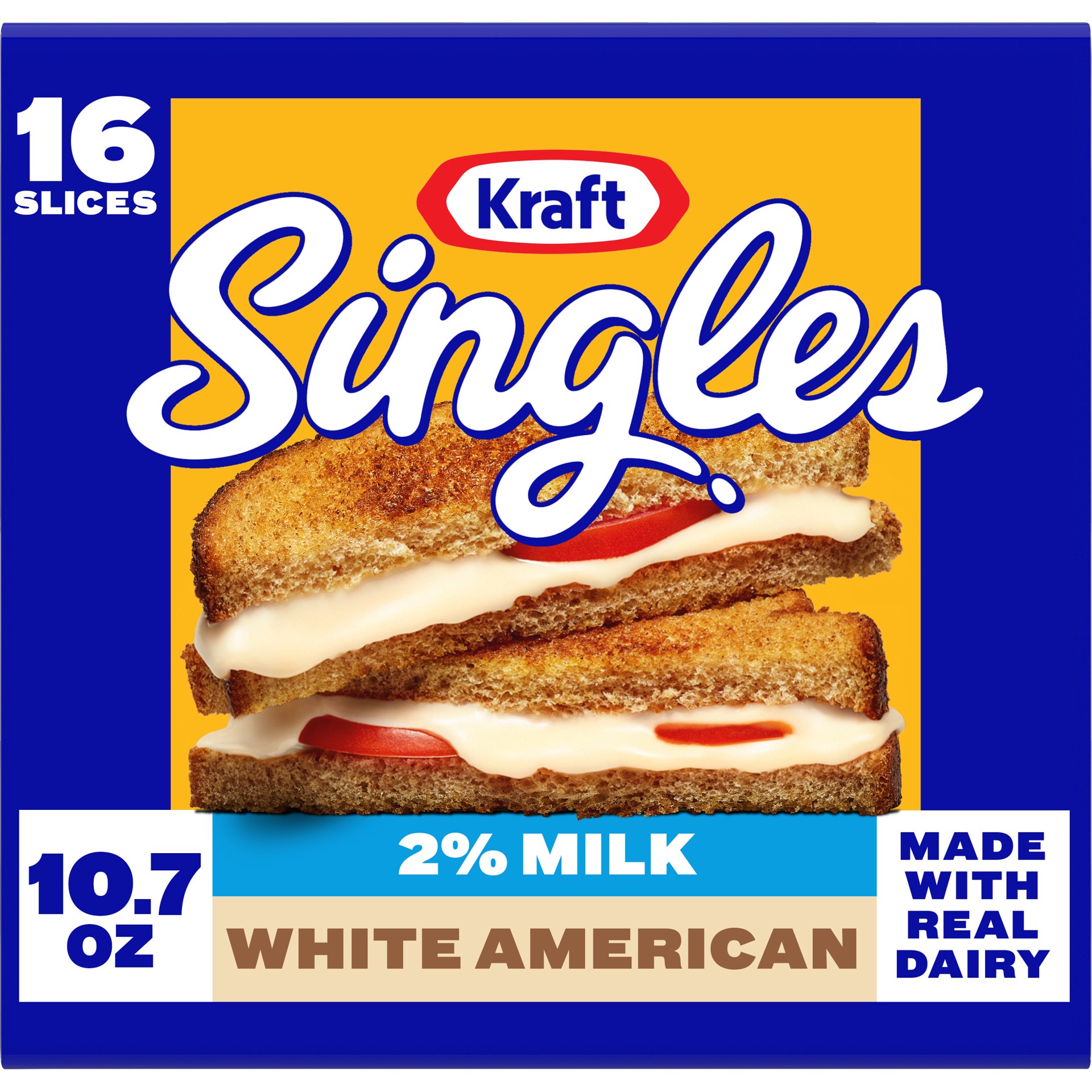 slide 1 of 5, Kraft Singles 2% White American Pasteurized Prepared Cheese Product Slices, 16 ct Pack, 16 ct