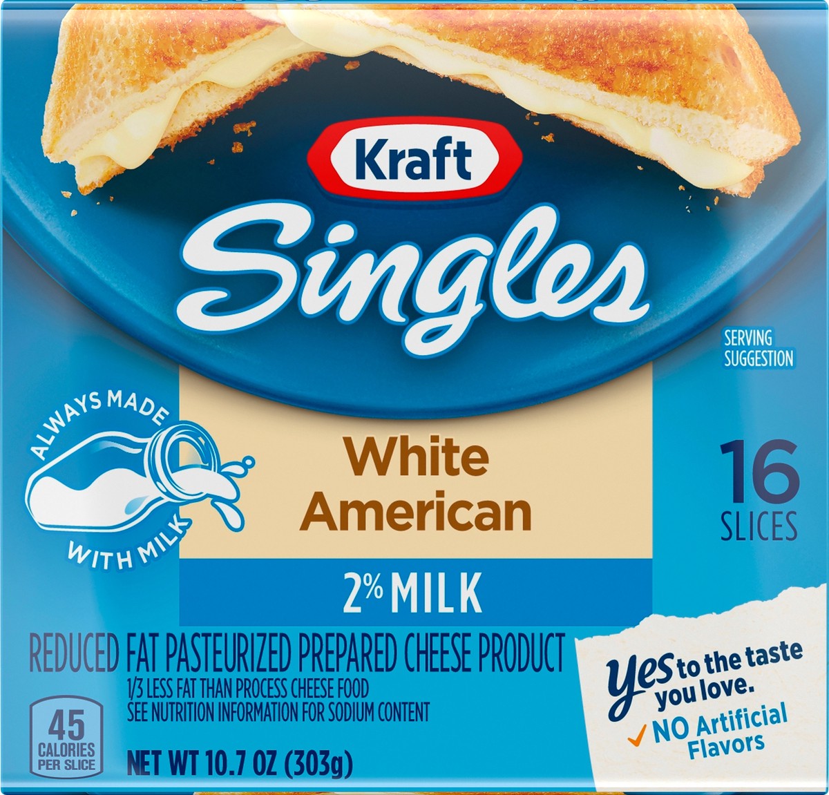 slide 1 of 5, Kraft Singles 2% White American Pasteurized Prepared Cheese Product Slices, 16 ct Pack, 16 ct