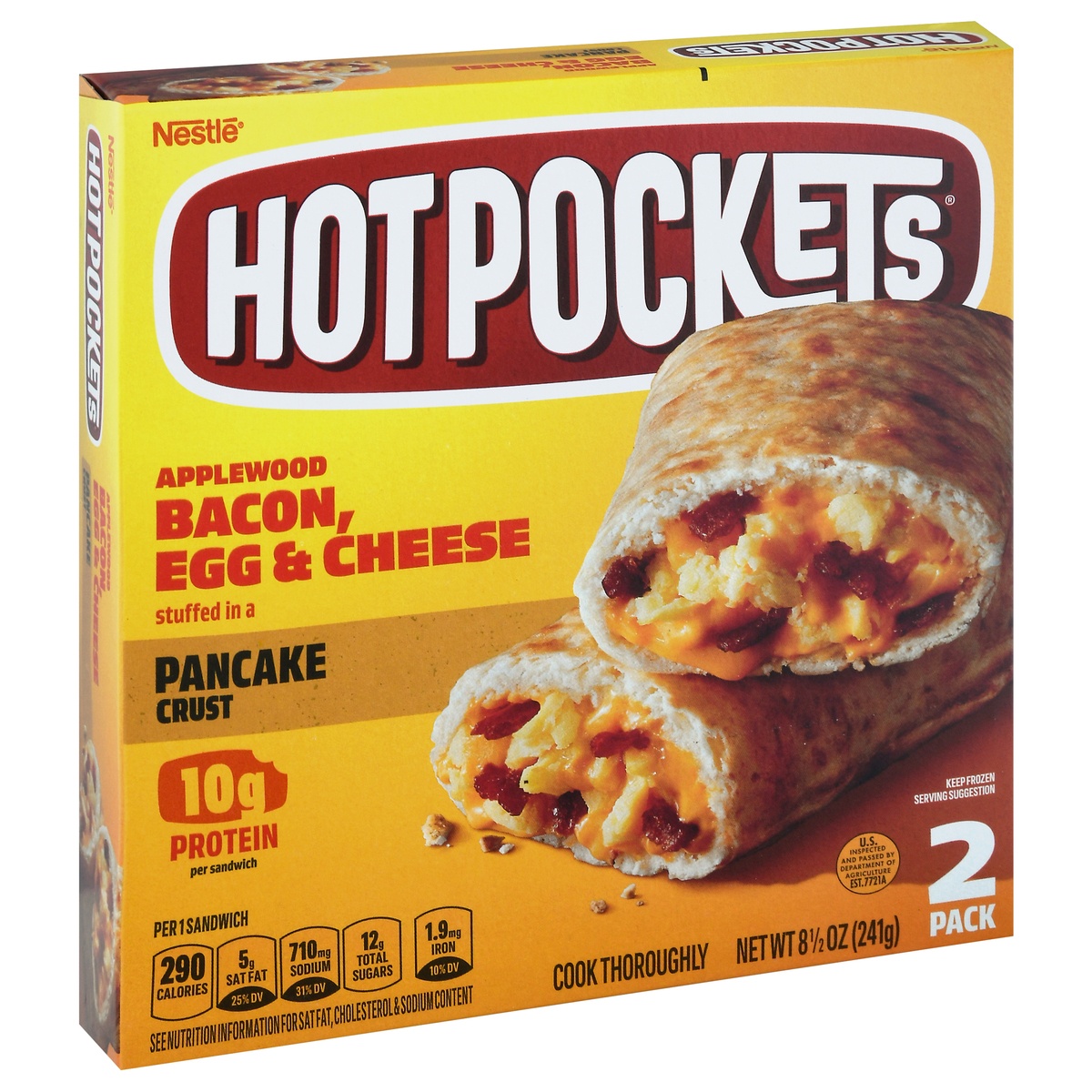 slide 7 of 9, Hot Pockets Frozen Snack Frozen Snack Bacon, Egg and Cheese Pancake Crust Sandwich, 8.5 oz