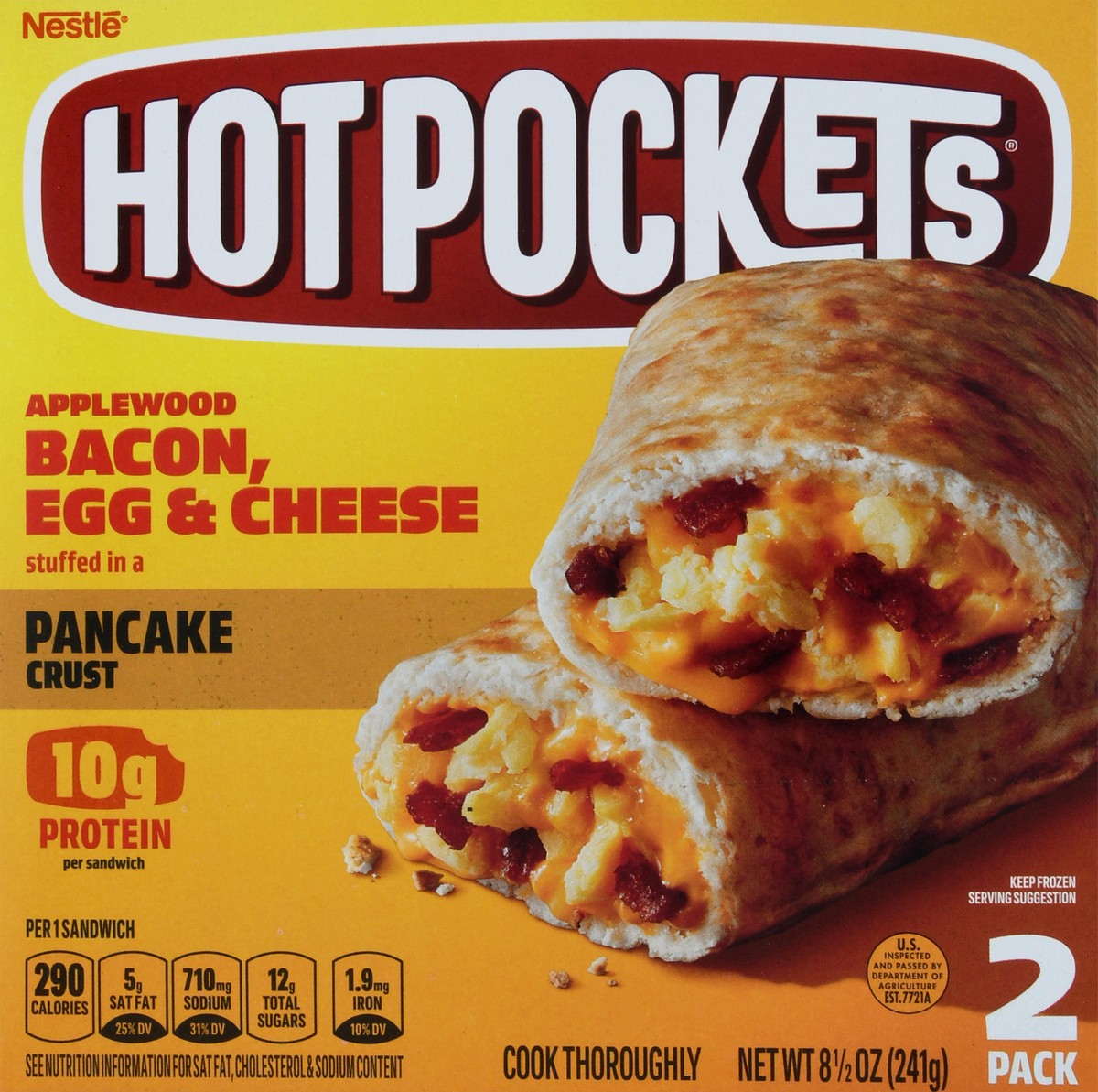 slide 9 of 9, Hot Pockets Frozen Snack Frozen Snack Bacon, Egg and Cheese Pancake Crust Sandwich, 8.5 oz