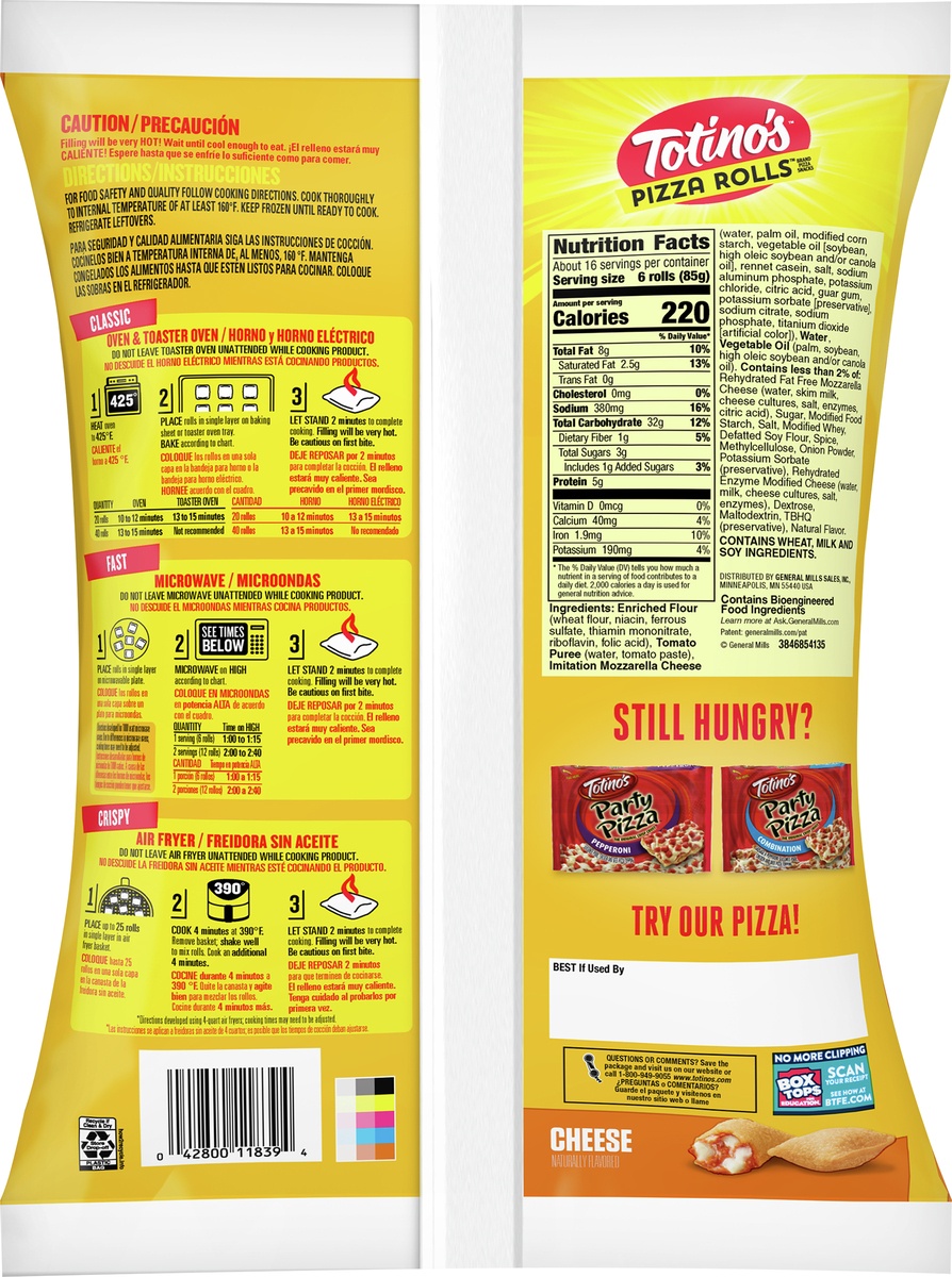 slide 2 of 9, Totino's Pizza Rolls, Cheese Flavored, Frozen Snacks, 48.85 oz, 100 ct, 100 ct