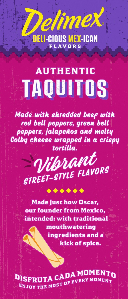 slide 7 of 9, Delimex Beef & Cheese Large Flour Taquitos Frozen Snacks, 42 ct Box, 50.4 oz