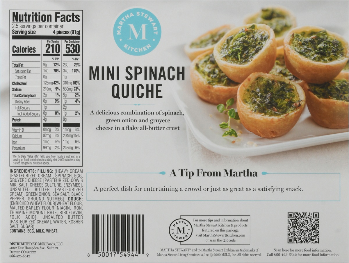 slide 4 of 9, Martha Stewart Kitchen Mini Spinach Quiche 10 10 10 ea Box, 10 ct