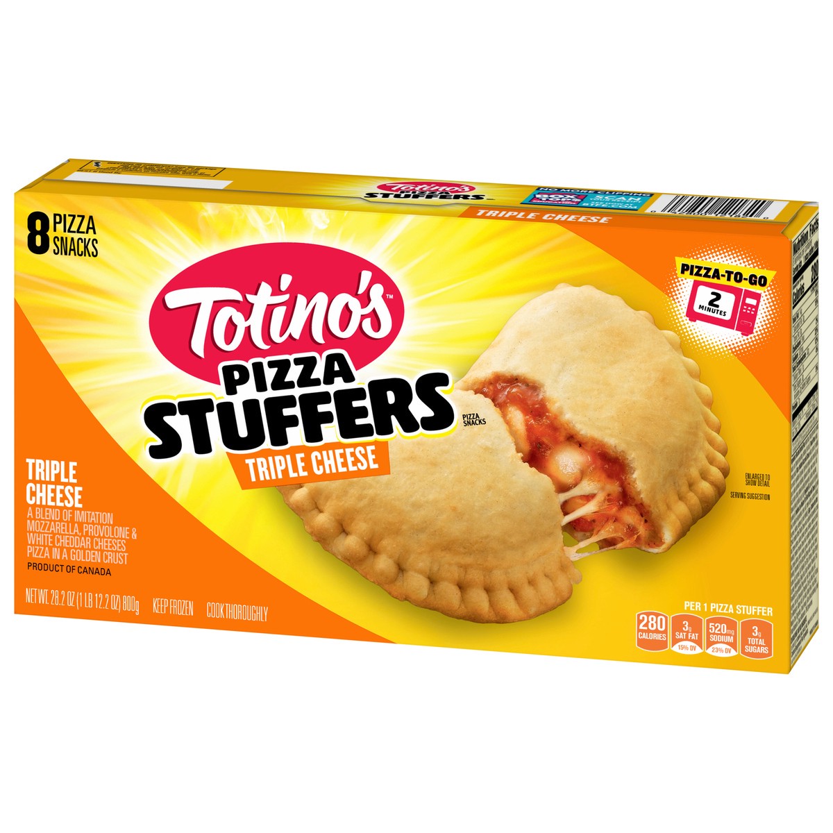 slide 3 of 9, Totino's Pizza Stuffers, Triple Cheese Flavored, Frozen Snacks, 8 ct, 8 ct