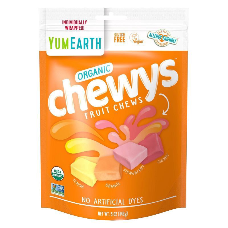 slide 1 of 9, YumEarth Chewys Organic Lemon Orange Strawberry Cherry Fruit Chews 5 oz, 1 ct