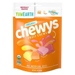 YumEarth Chewys Organic Lemon Orange Strawberry Cherry Fruit Chews 5 oz