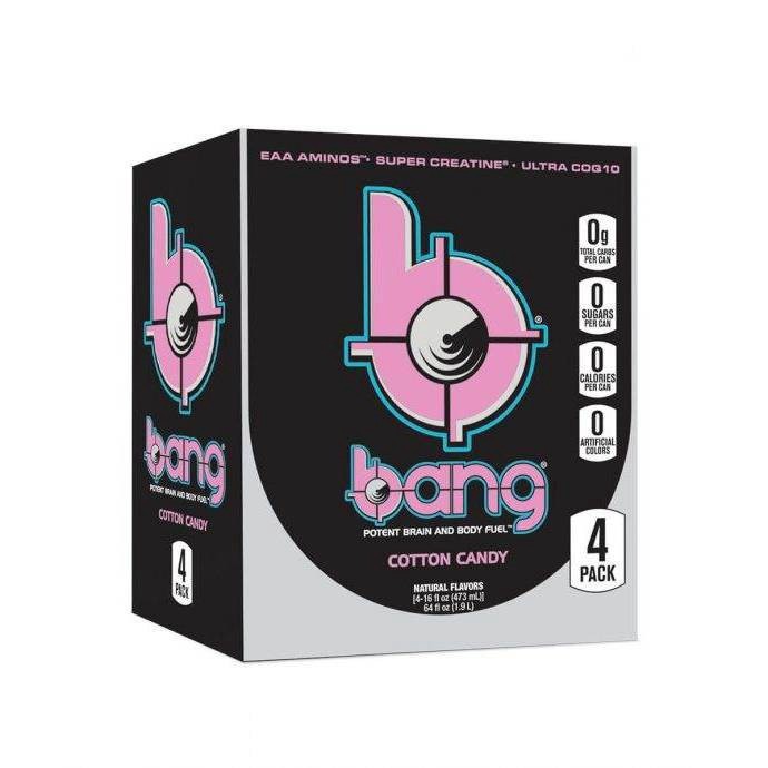 slide 1 of 3, BANG Cotton Candy Energy Drink - 4 ct; 16 fl oz, 4 ct; 16 fl oz