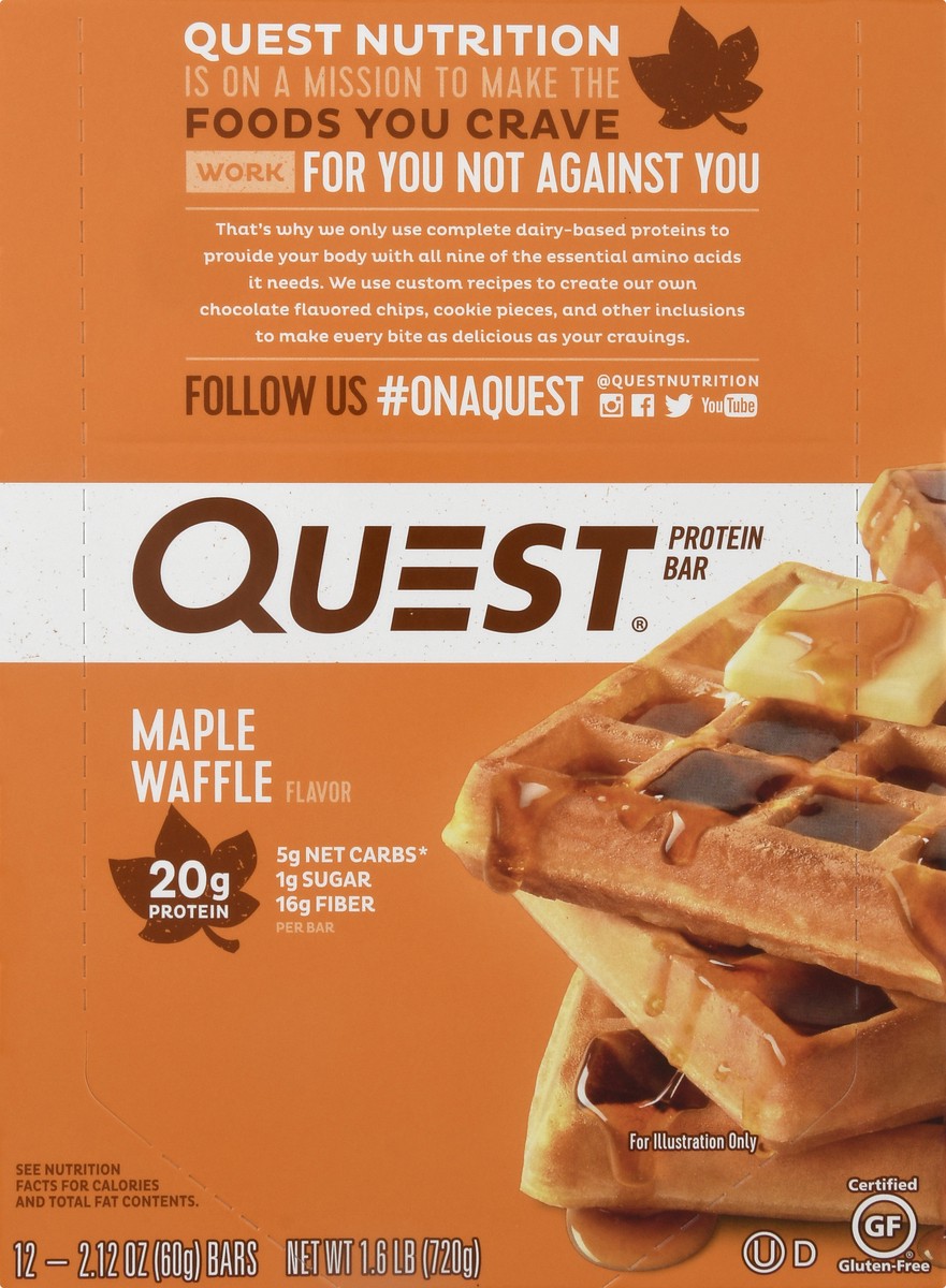 slide 3 of 13, Quest Maple Waffle Flavor Protein Bar 12 ea, 12 ct