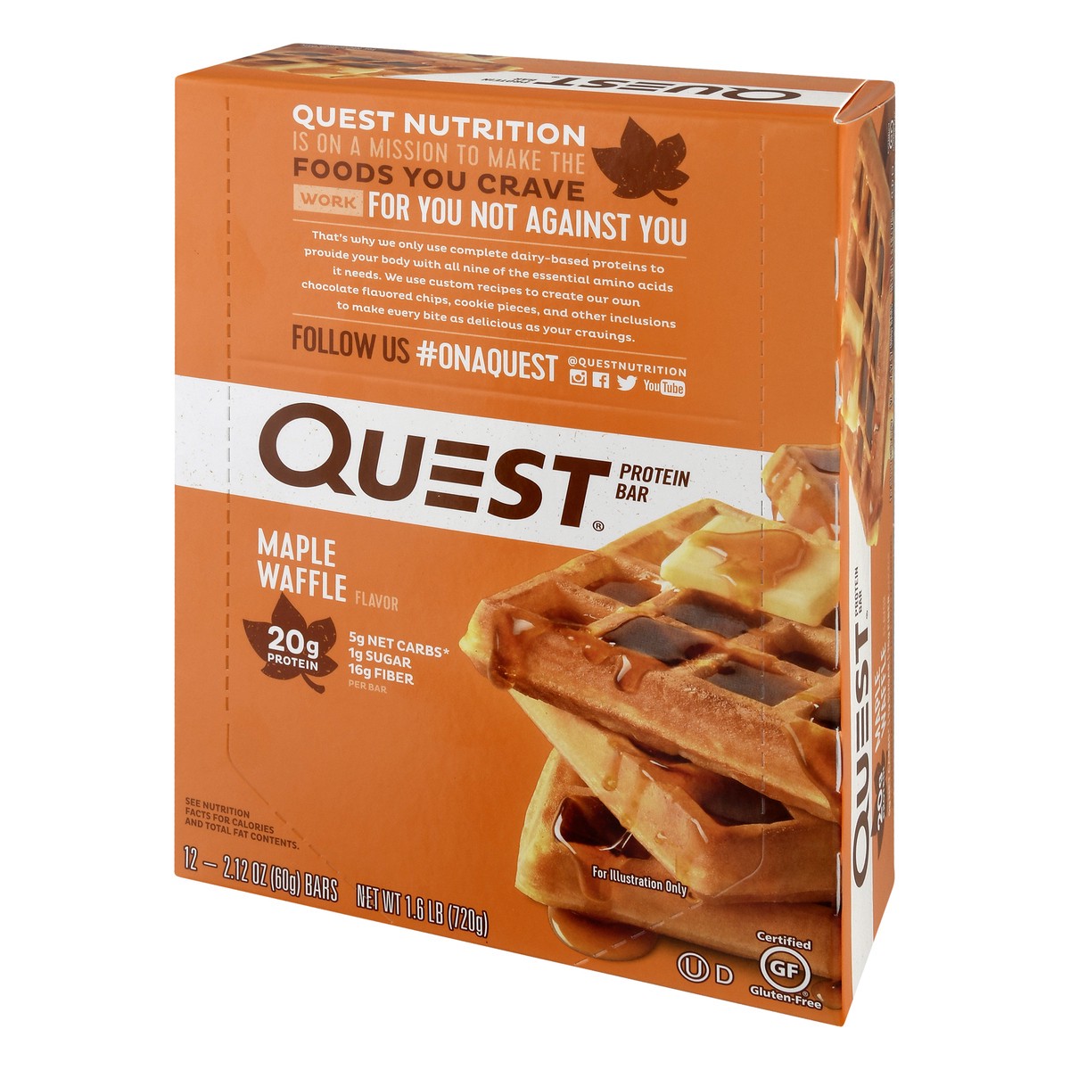 slide 7 of 13, Quest Maple Waffle Flavor Protein Bar 12 ea, 12 ct