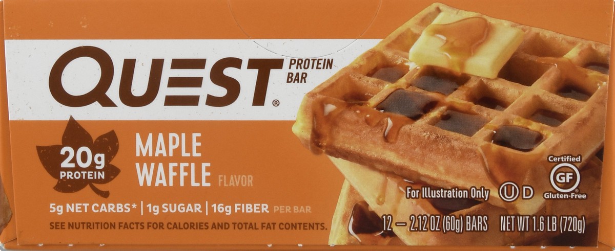 slide 11 of 13, Quest Maple Waffle Flavor Protein Bar 12 ea, 12 ct