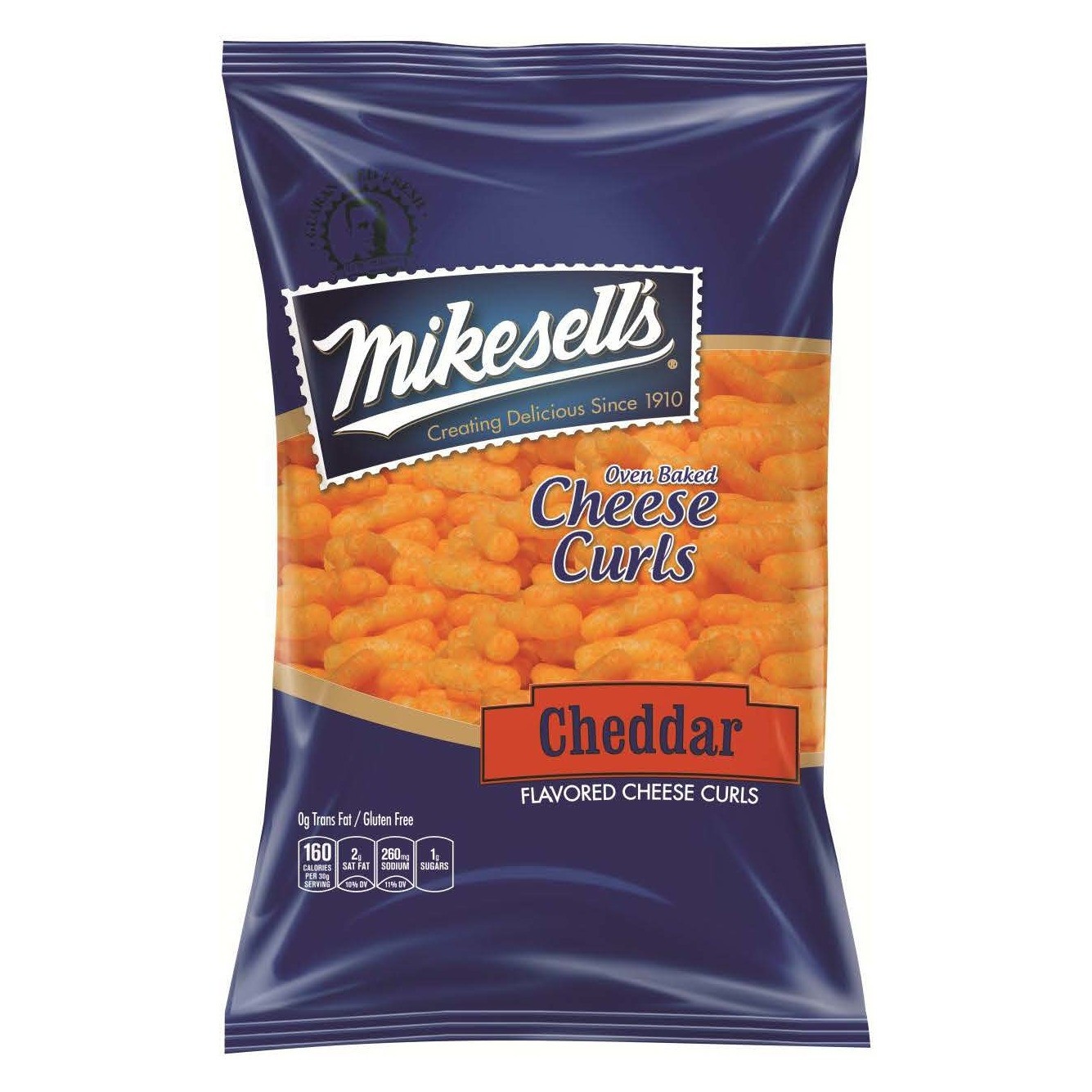 slide 1 of 1, Mikesell's Oven Baked Cheddar Cheese Curls, 6 oz