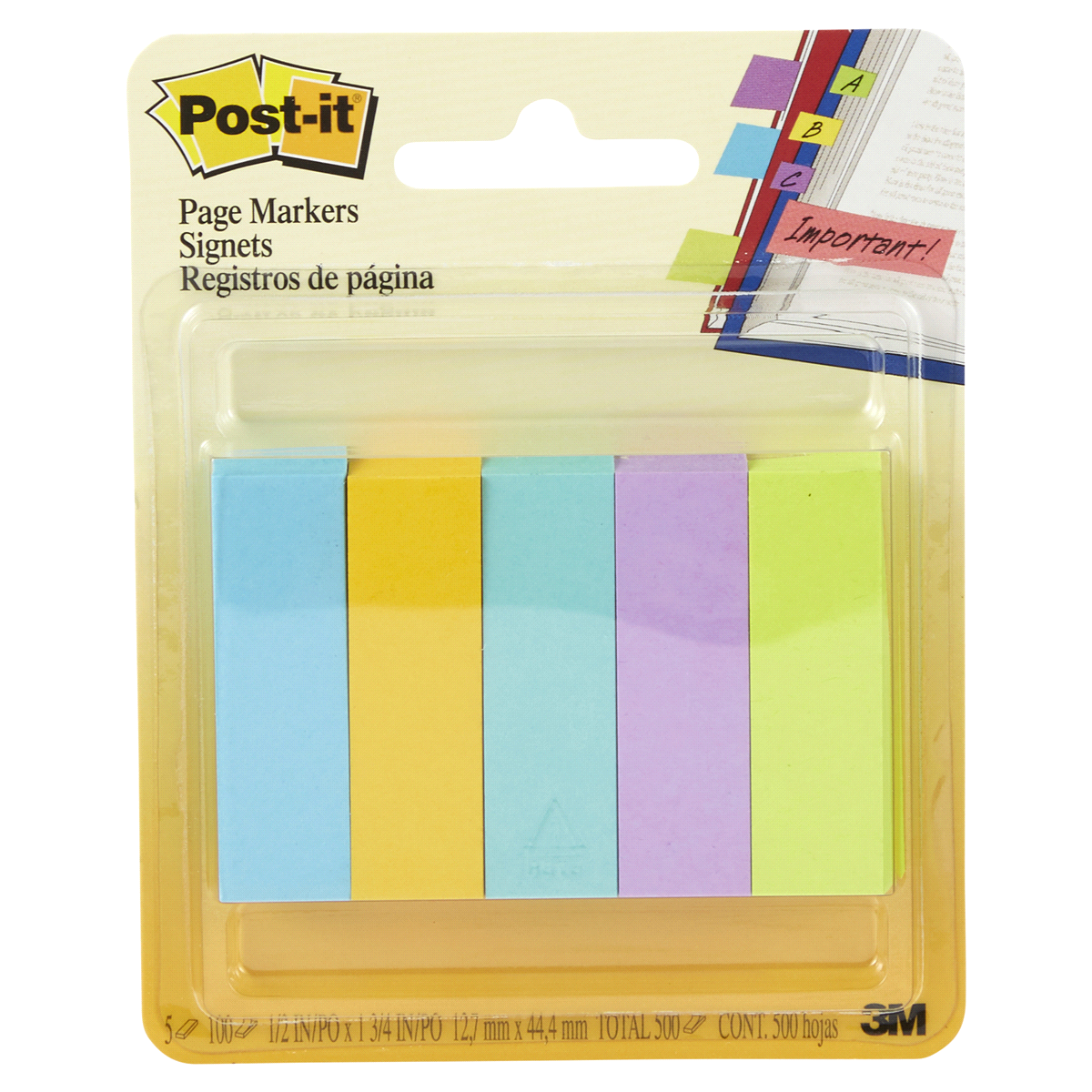 slide 1 of 6, Post-it Page Markers - Multi-Color, 5 ct; 0.5 in x 2 in