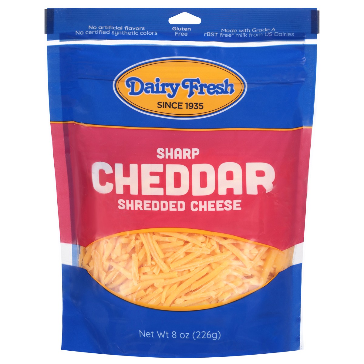 slide 1 of 9, Dairy Fresh Shredded Sharp Cheddar 8 Oz, 8 oz