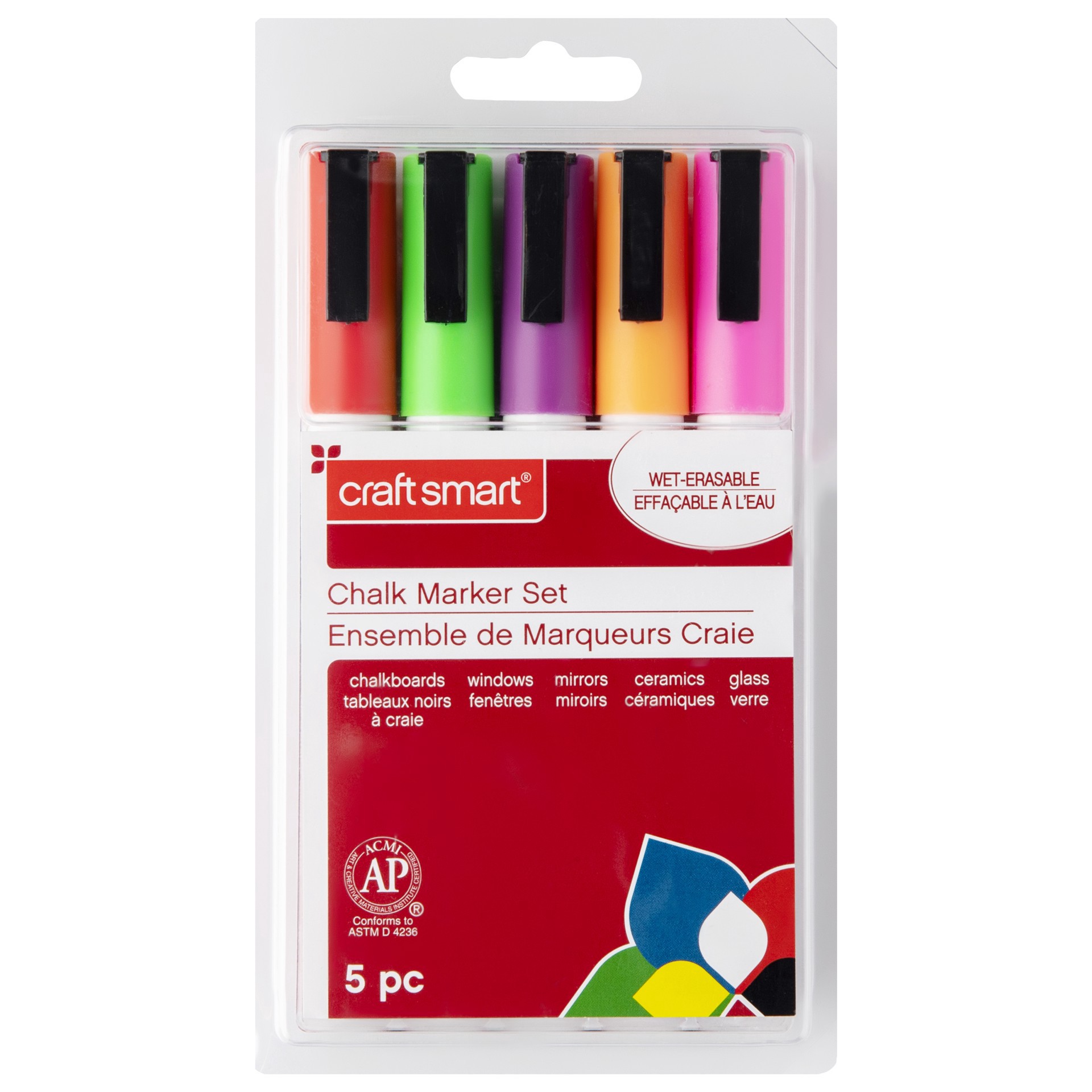 slide 6 of 9, Festival Chalk Marker Set By Craft Smart, 5 wet-erasable markers