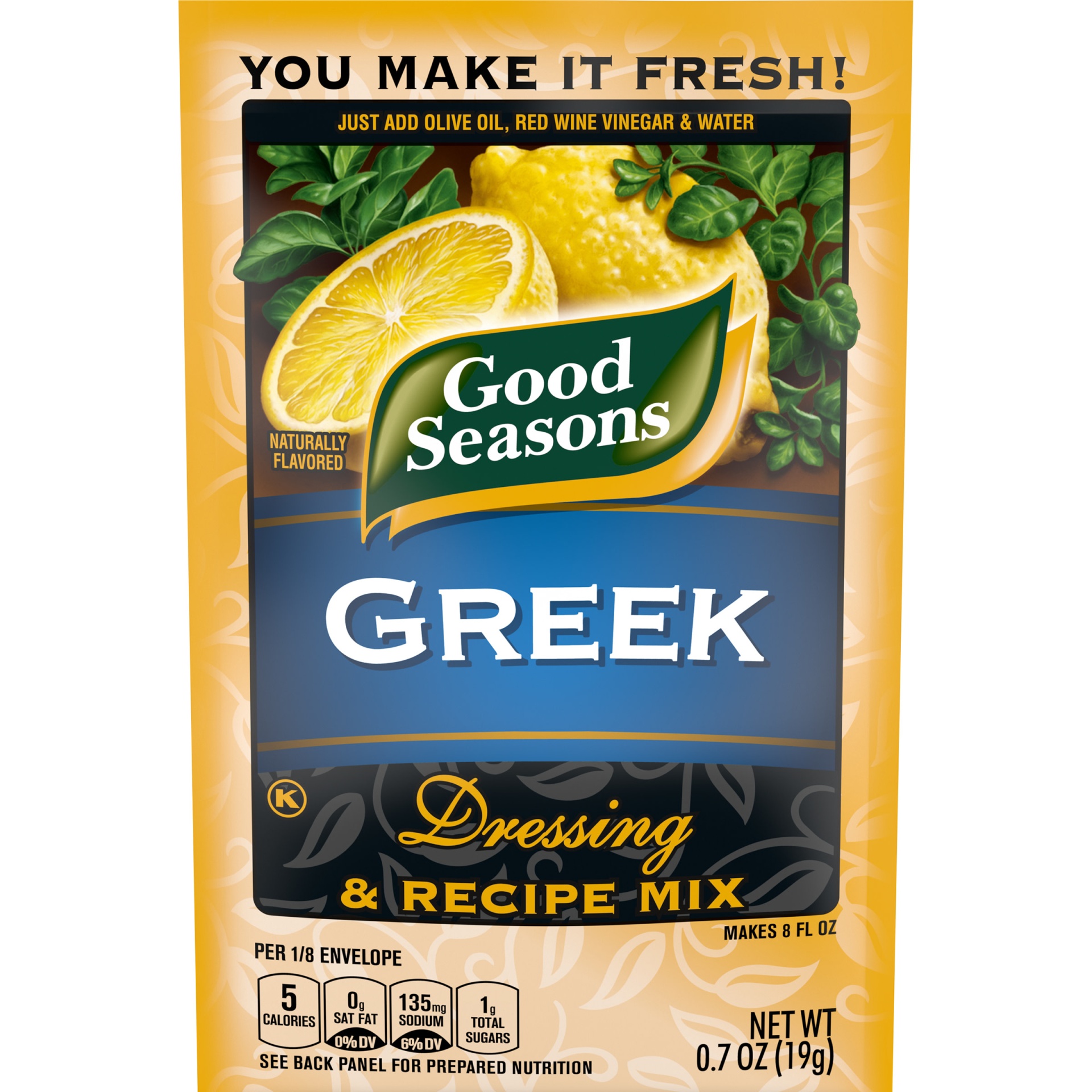 slide 1 of 1, Good Seasons Greek Dressing & Recipe Seasoning Mix Packet, 0.7 oz