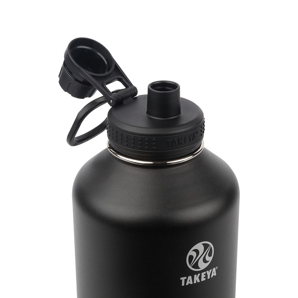 slide 2 of 5, Takeya Actives Insulated Stainless Steel Water Bottle with Spout Lid - Black, 64 oz