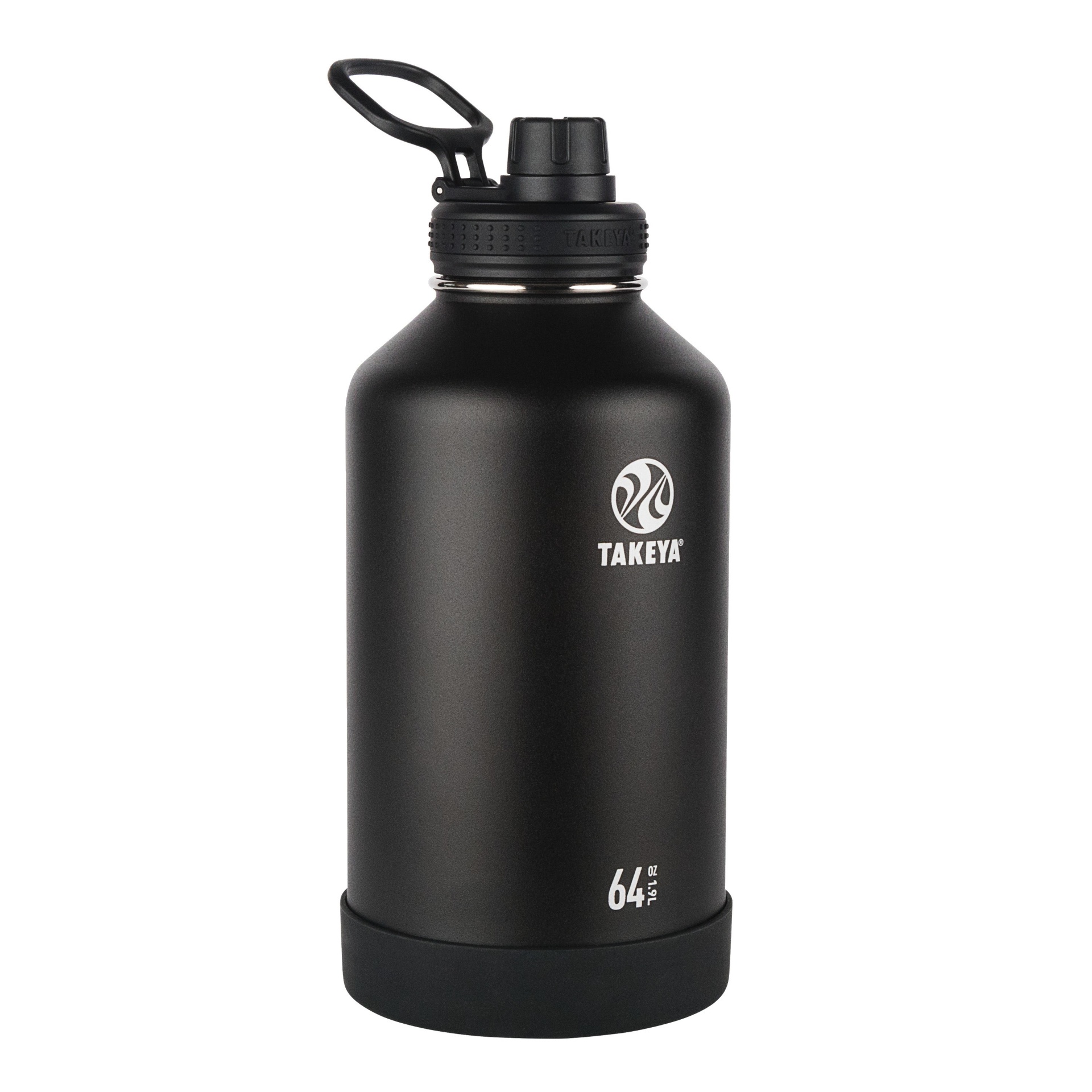 slide 1 of 5, Takeya Actives Insulated Stainless Steel Water Bottle with Spout Lid - Black, 64 oz