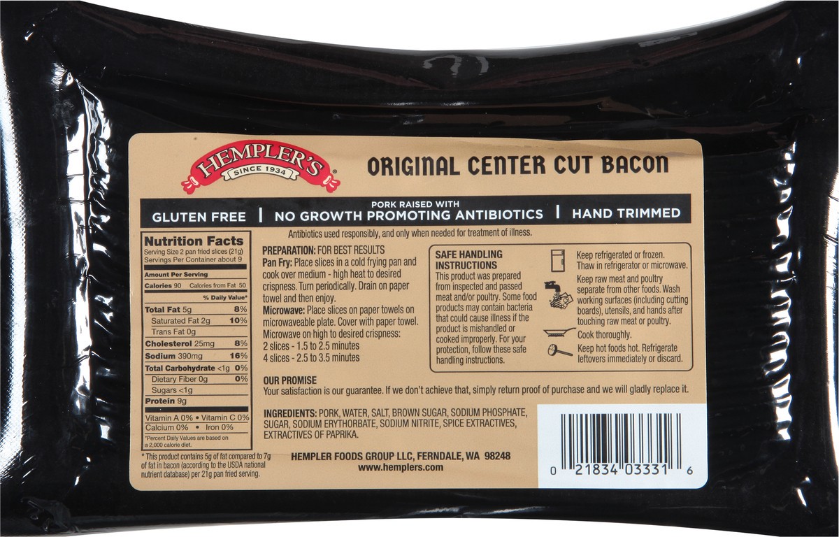 slide 8 of 13, Hempler's Center Cut Original Bacon 20 oz, 20 oz