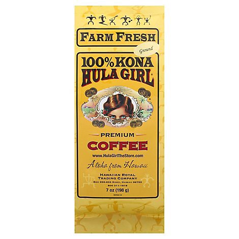 slide 1 of 1, Hula Girl Coffee 100% Kona Foil Ground - 7 OZ, 7 oz