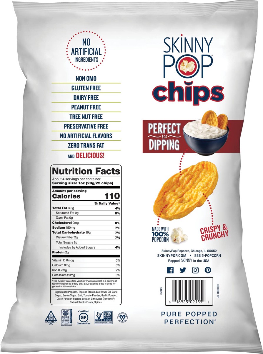 slide 2 of 3, SkinnyPop BBQ Flavor Chips 4 oz, 4 oz