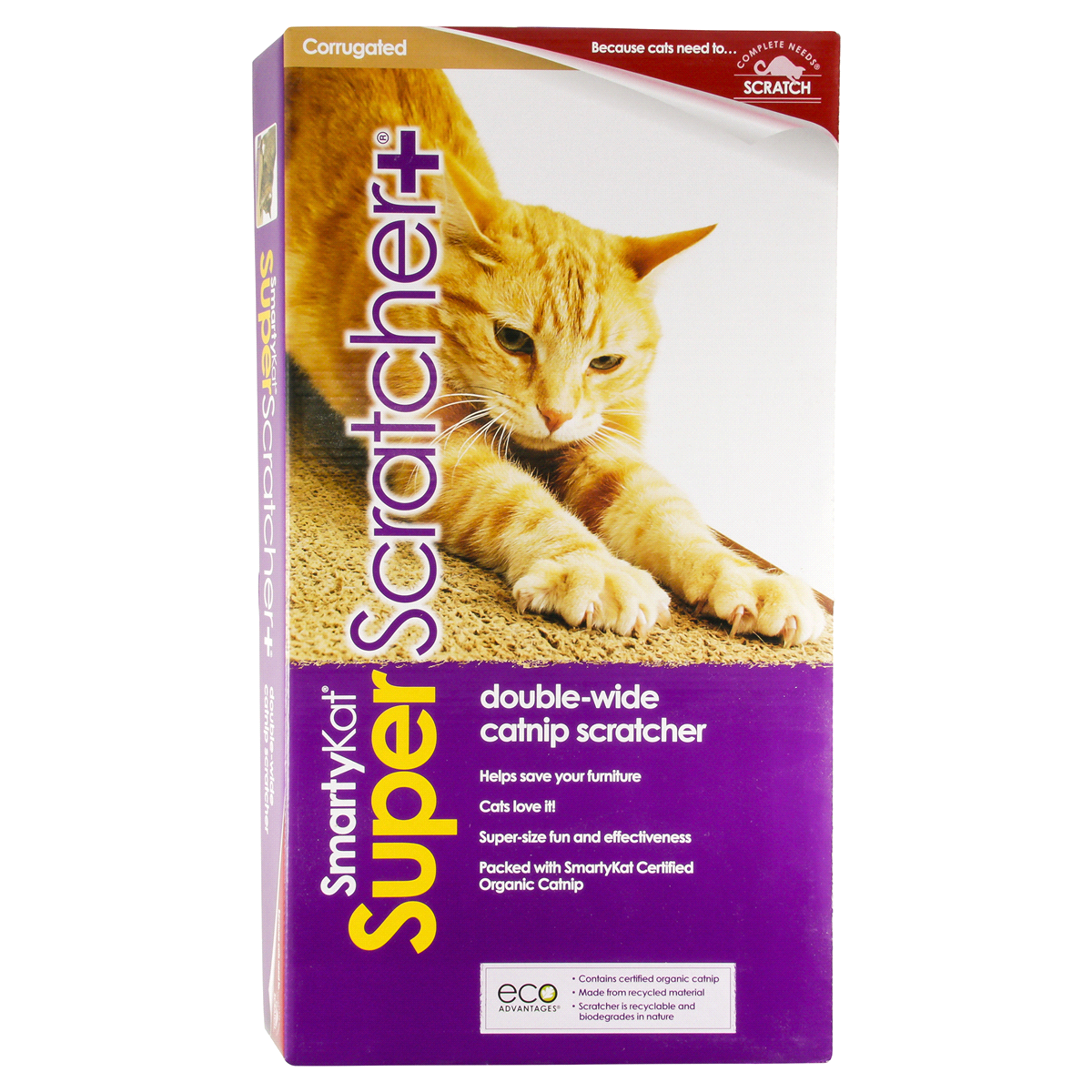 slide 1 of 2, SmartyKat Super Scratcher+ Corrugated Scratcher With Catnip, 1 ct