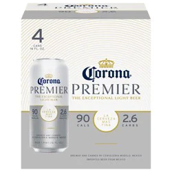Corona Premier Mexican Lager Light Beer, 4 pk 16 fl oz Cans, 4.0% ABV