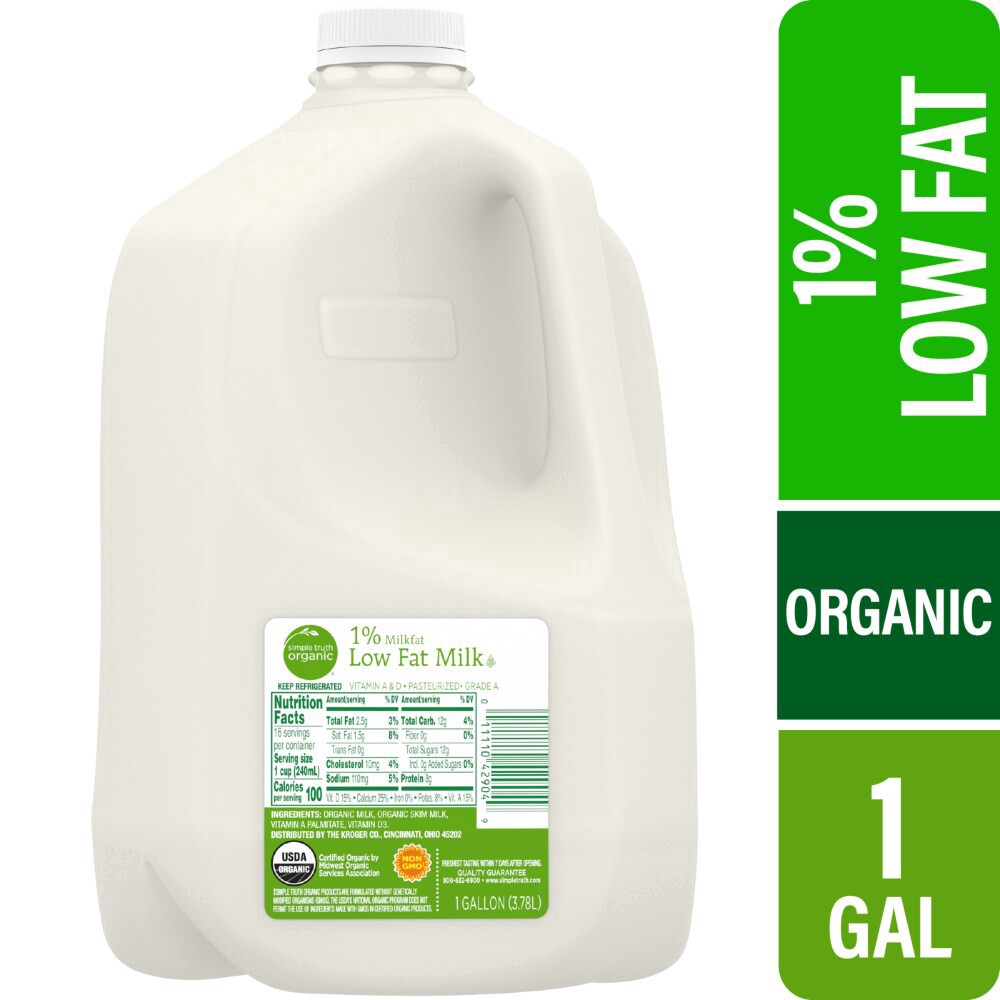 slide 1 of 1, Simple Truth Organic Fat Free Milk, 1 gal