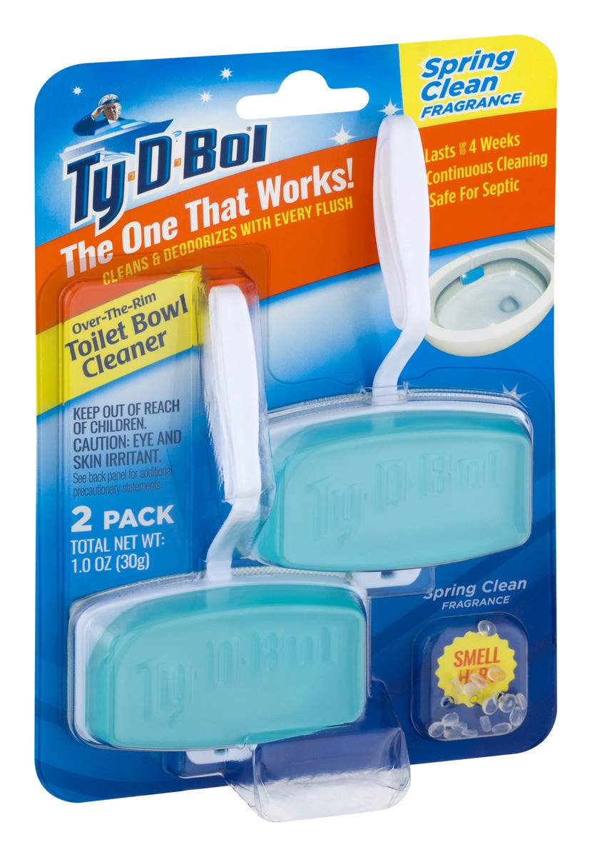 slide 2 of 9, Ty-D-Bol Over-The-Rim Toilet Bowl Cleaner Spring Clean, 2 ct