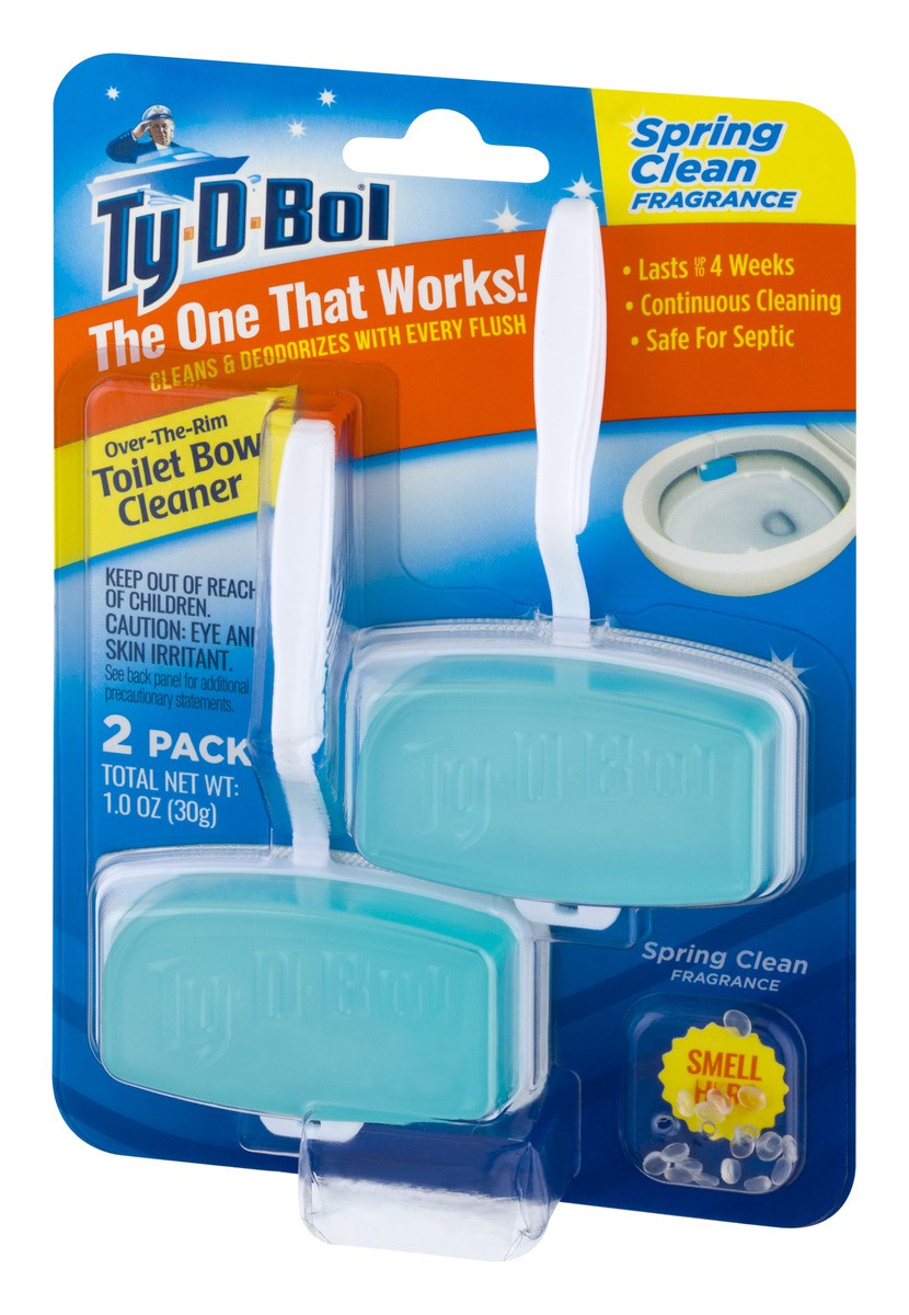 slide 4 of 9, Ty-D-Bol Over-The-Rim Toilet Bowl Cleaner Spring Clean, 2 ct