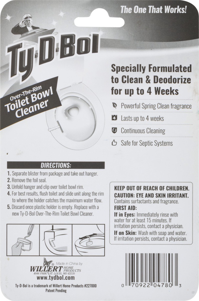 slide 9 of 9, Ty-D-Bol Over-The-Rim Toilet Bowl Cleaner Spring Clean, 2 ct