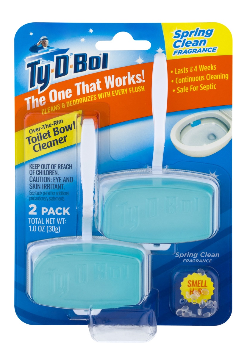 slide 1 of 9, Ty-D-Bol Over-The-Rim Toilet Bowl Cleaner Spring Clean, 2 ct