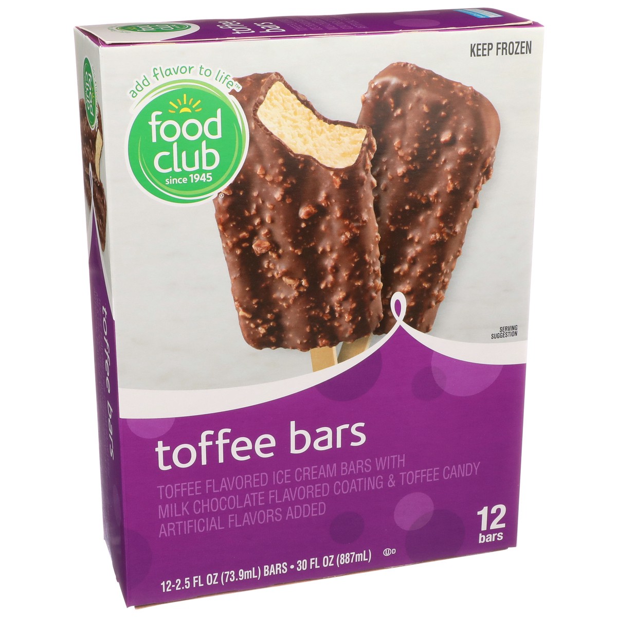 slide 2 of 9, Food Club Toffee Flavored Ice Cream Bars With Milk Chocolate Flavored Coating & Toffee Candy, 12 ct