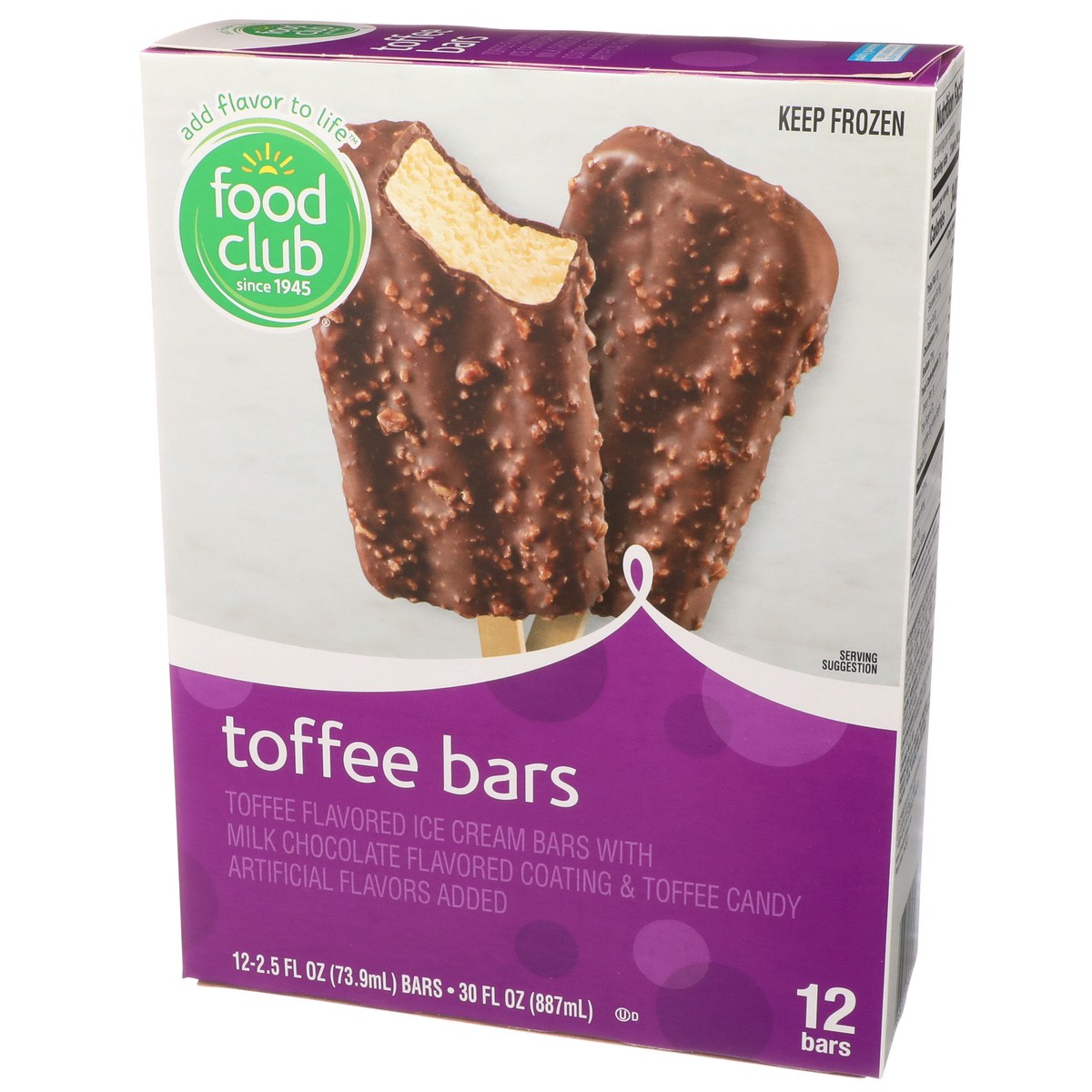 slide 3 of 9, Food Club Toffee Flavored Ice Cream Bars With Milk Chocolate Flavored Coating & Toffee Candy, 12 ct