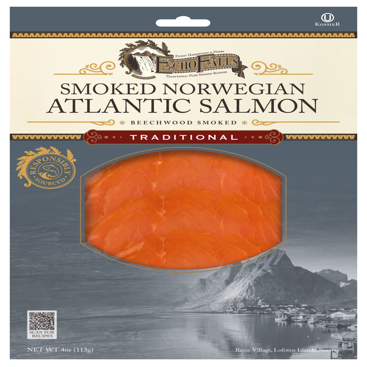 slide 1 of 5, Echo Falls Smoked Norwegian Atlantic Salmon 4 oz, 4 oz