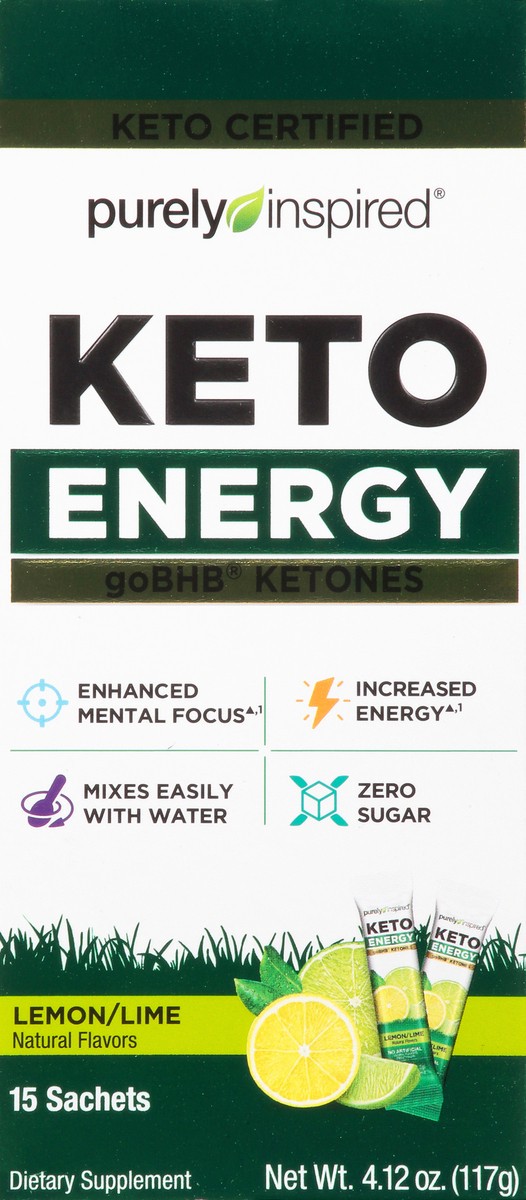 slide 6 of 9, Purely Inspired Keto Energy Lemon Lime Ketones, 15 ct