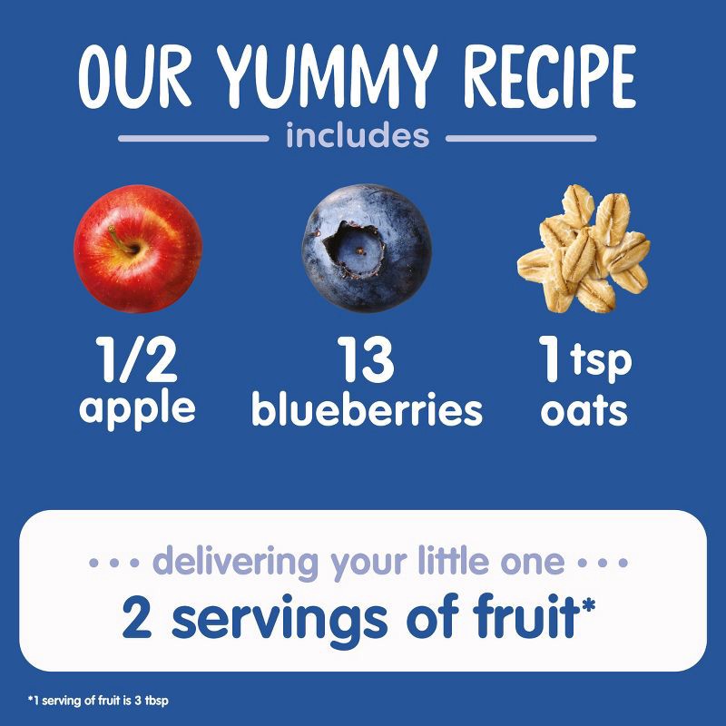 slide 3 of 8, Happy Baby Organics Clearly Crafted Stage 2 Apples, Blueberries & Oats - 4oz, 4 oz