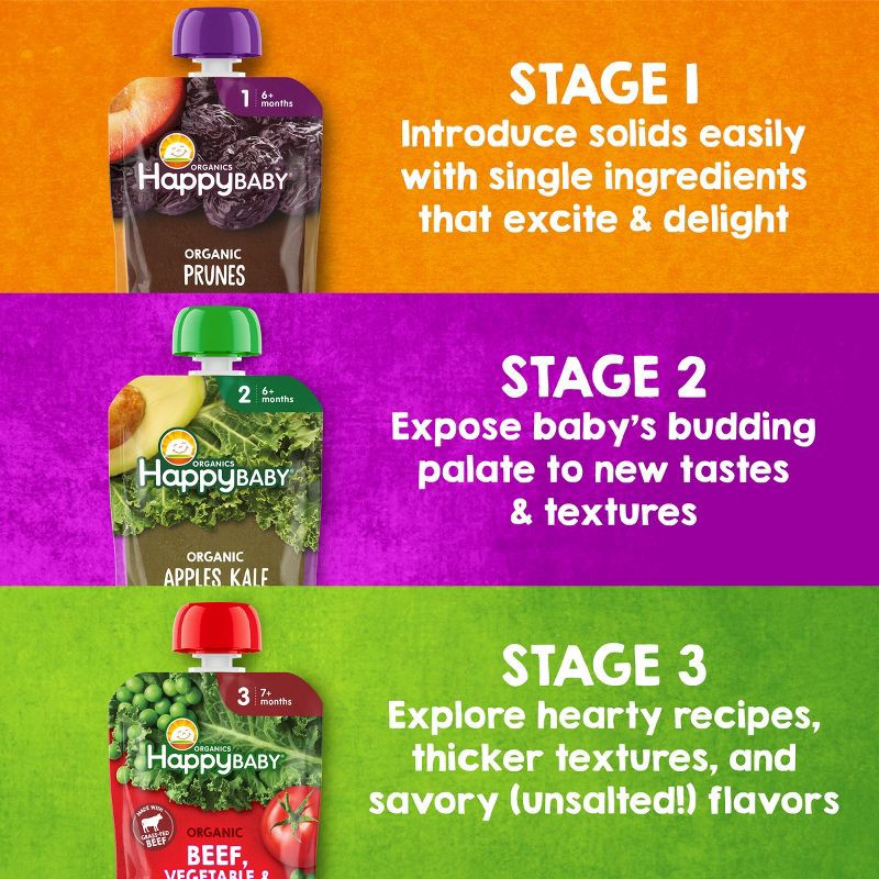 slide 6 of 8, Happy Baby Organics Clearly Crafted Stage 2 Apples, Blueberries & Oats - 4oz, 4 oz