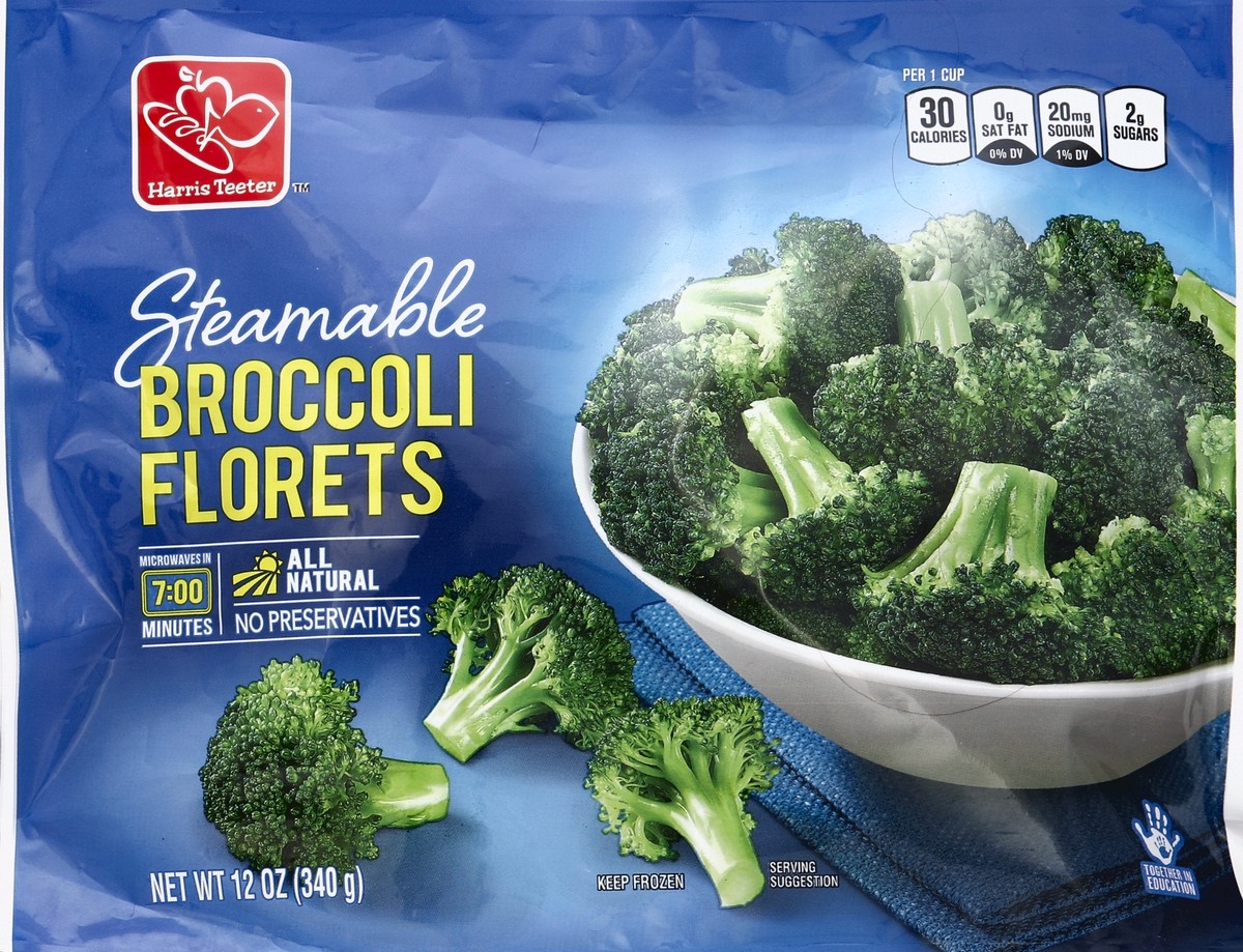 slide 2 of 2, Harris Teeter Steamable Broccoli Florets, 12 oz