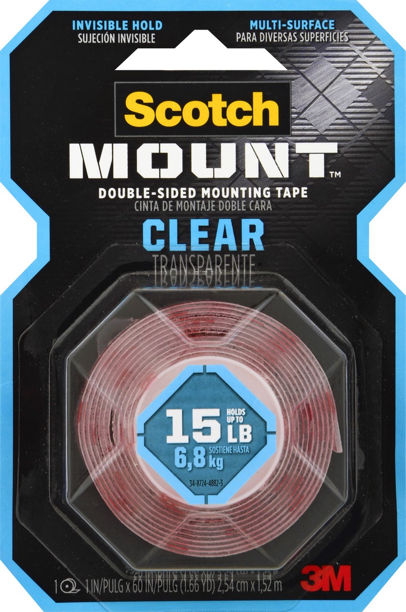 slide 1 of 9, Scotch Mount Clear Double-Sided Mountaing Tape 1 ea, 1 ct