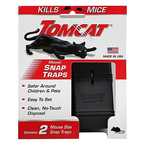 slide 1 of 1, Tomcat Mouse Snap Traps - Black, 2 ct