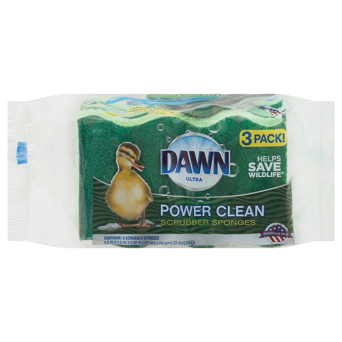 slide 1 of 1, Dawn Ultra 3 Pack Power Clean Scrubber Sponges 3 ea, 3 ct