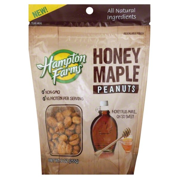 slide 1 of 1, Hampton Farms Honey Maple Peanuts, 9 oz