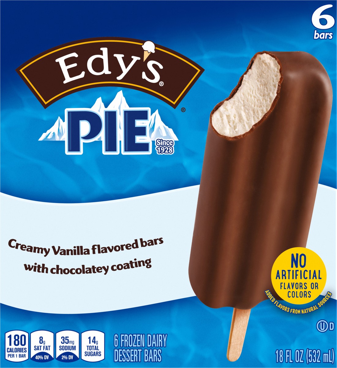 slide 13 of 13, Edy's Pie Creamy Vanilla Frozen Dairy Dessert Bars 6 Ct, 6 ct