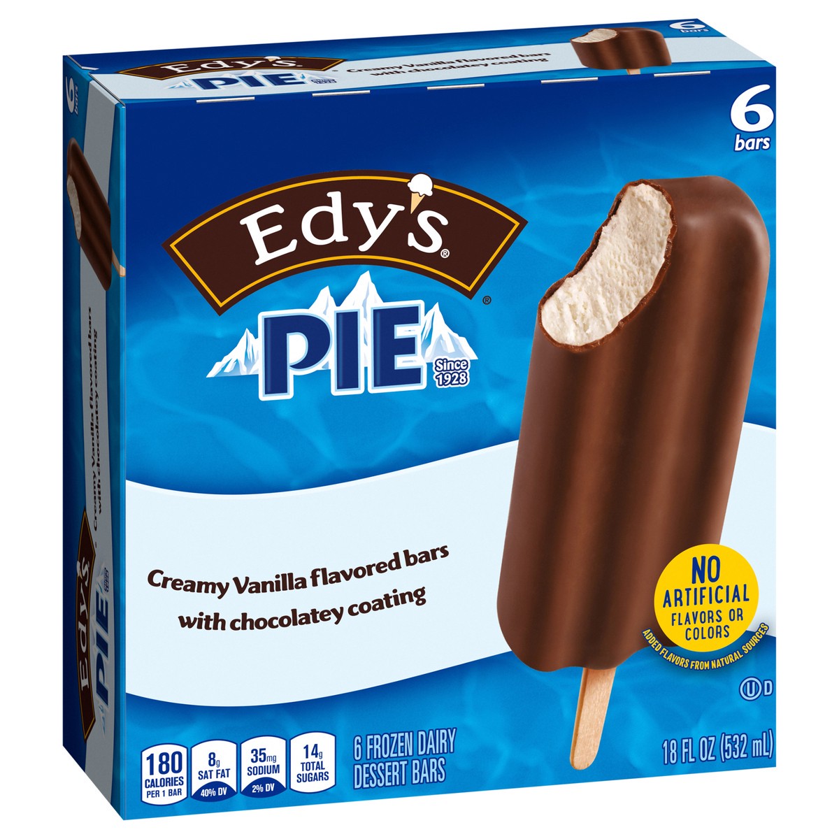 slide 3 of 13, Edy's Pie Creamy Vanilla Frozen Dairy Dessert Bars 6 Ct, 6 ct