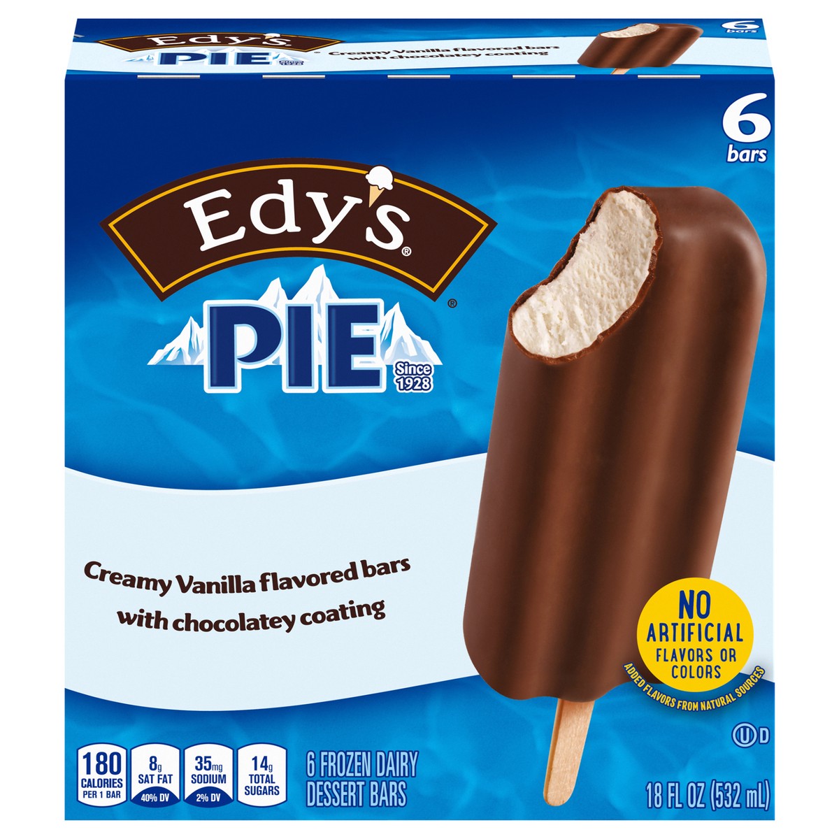 slide 12 of 13, Edy's Pie Creamy Vanilla Frozen Dairy Dessert Bars 6 Ct, 6 ct