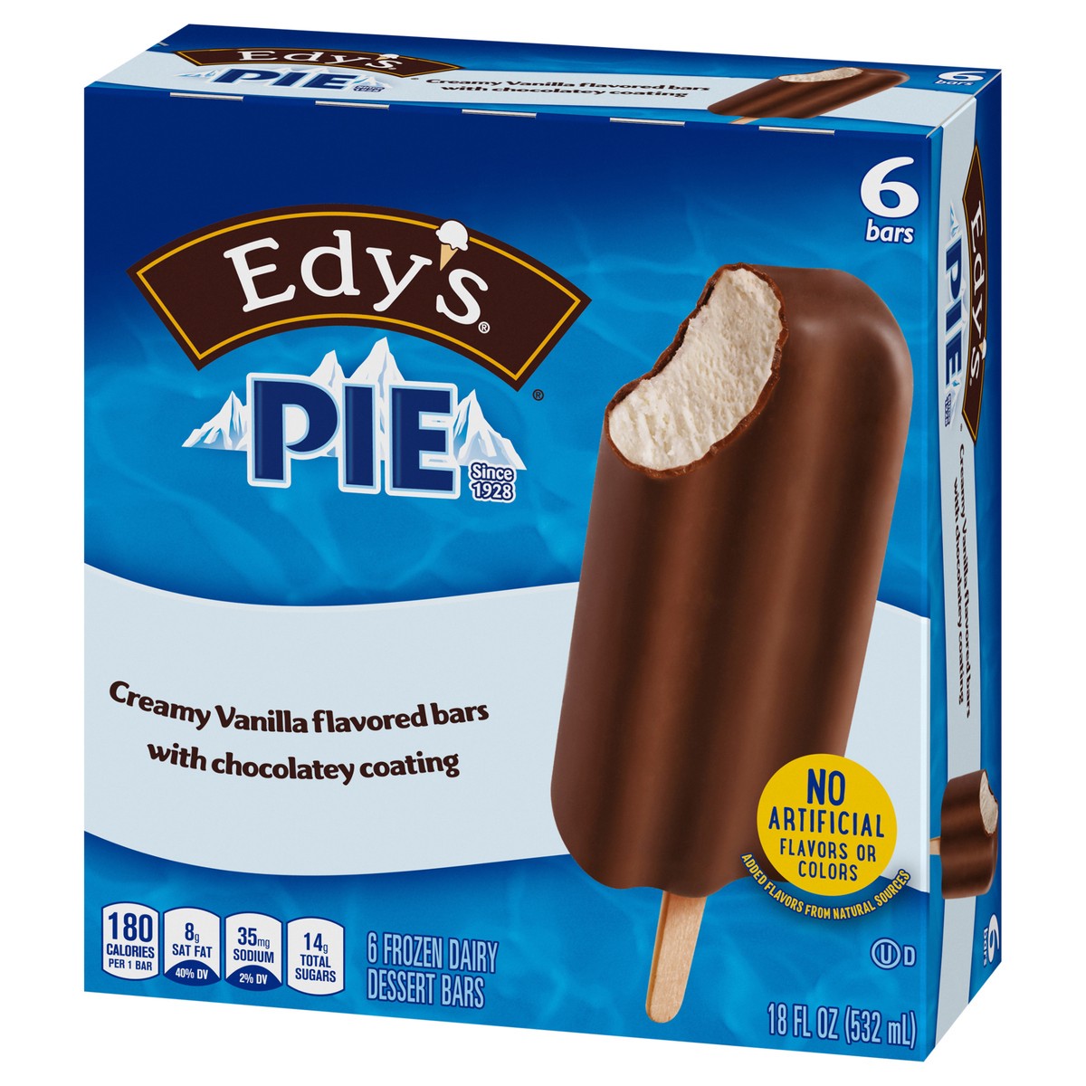 slide 2 of 13, Edy's Pie Creamy Vanilla Frozen Dairy Dessert Bars 6 Ct, 6 ct