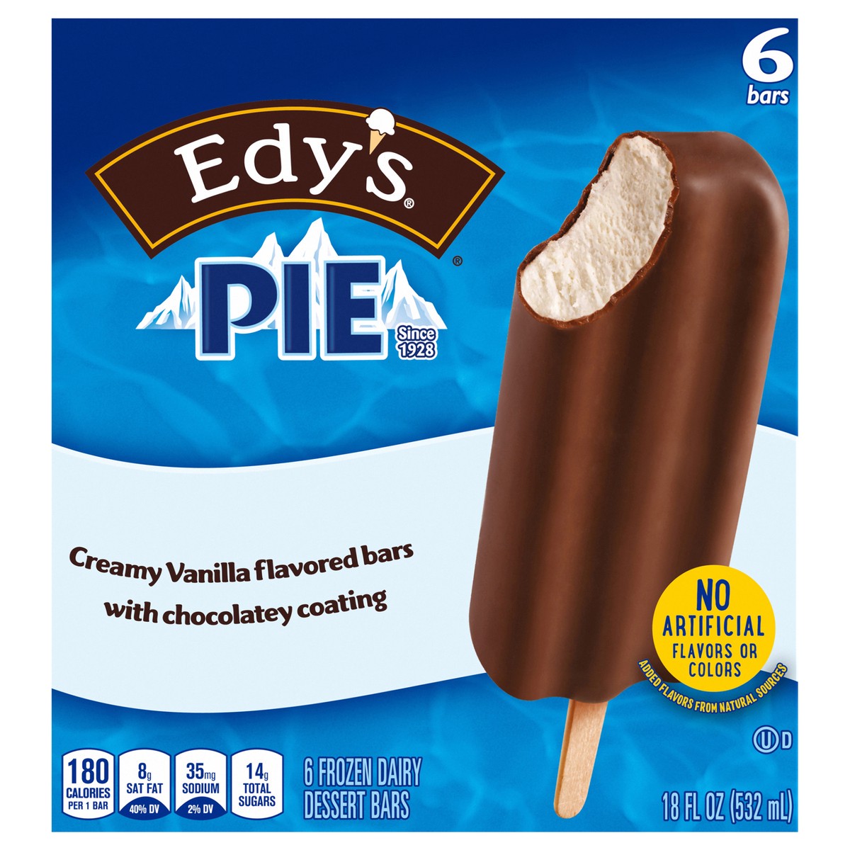 slide 1 of 13, Edy's Pie Creamy Vanilla Frozen Dairy Dessert Bars 6 Ct, 6 ct